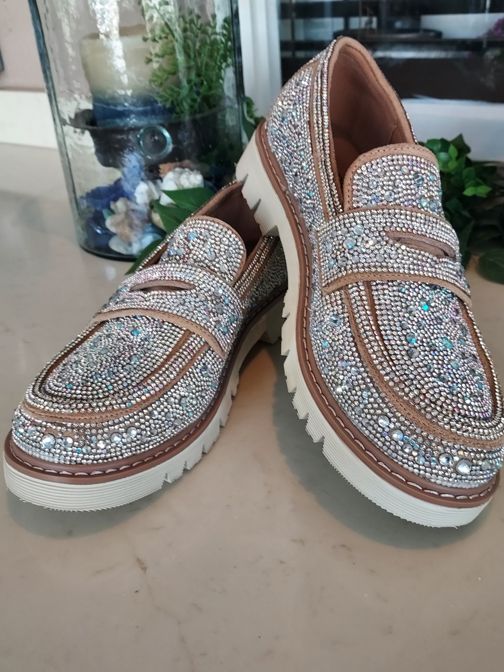 Corkys Rose Gold Sparkle Rhinestone Loafers - Picture 2 of 9
